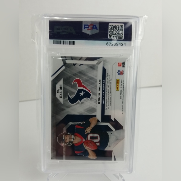 2021 Davis Mills RC Panini XR Rookie Xcellence Auto/Swatch 68/75 PSA 8 NM-MT - Picture 3 of 4